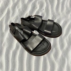 HM Black Leather Sandals Size 8